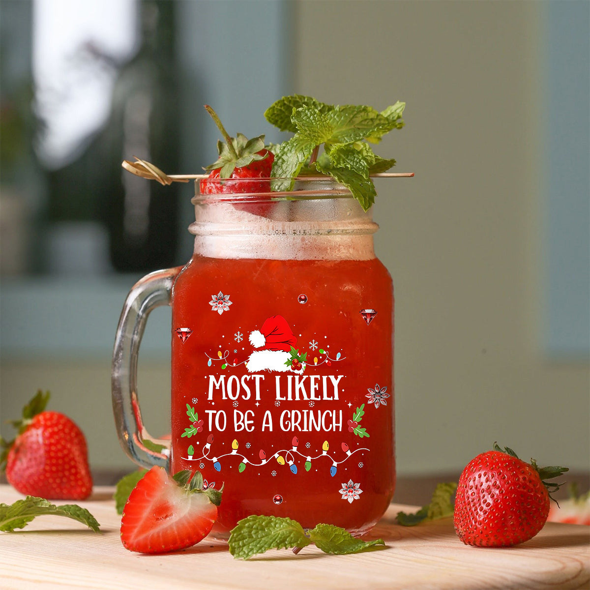 Cadeau humoristique avec initiales - Bol Mason personnalisé « Étole de Noël »