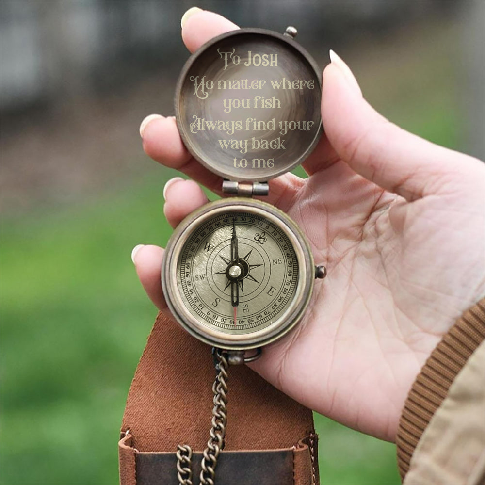 Gift For Fishing Husbandm Son, Dad... - Personalized Fishing Compass