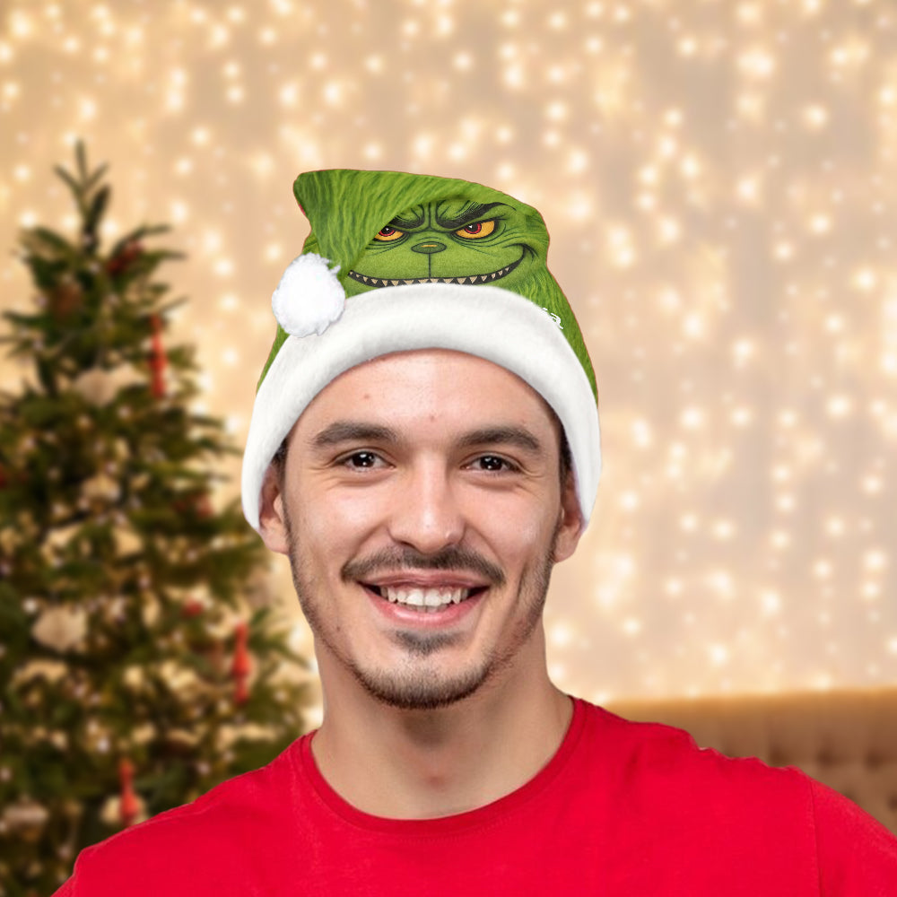 Film Green Monster Christmas - Chapeau de Père Noël personnalisé avec étole de Noël