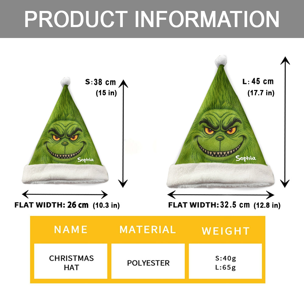 Film Green Monster Christmas - Chapeau de Père Noël personnalisé avec étole de Noël
