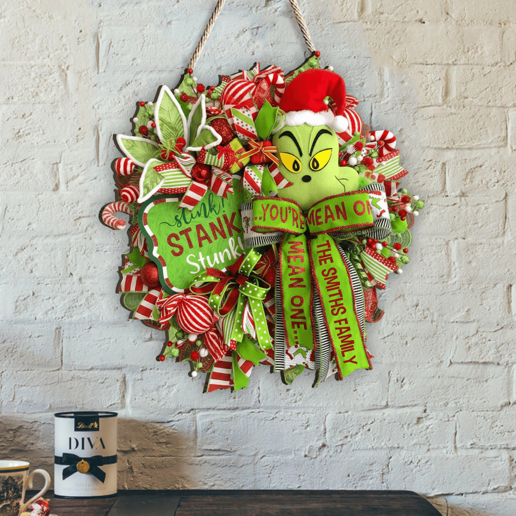 Stink Stank Stunk Green Mischief Naughty Monster - Panneau en bois personnalisé en forme de Noël