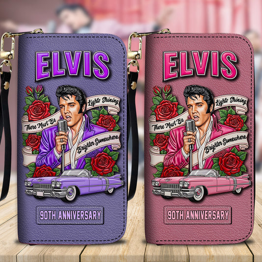 Il doit y avoir une lumière qui brille plus fort quelque part - Portefeuille long en cuir personnalisé Roi du Rock and Roll