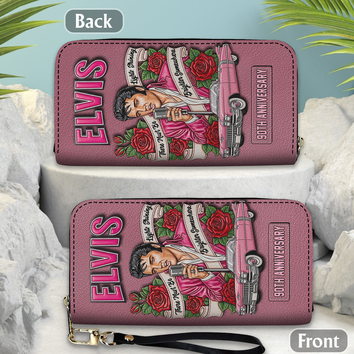There Must Be Light Shinning Brighter Somewhere - Personalized King of Rock and Roll Leather Long Wallet