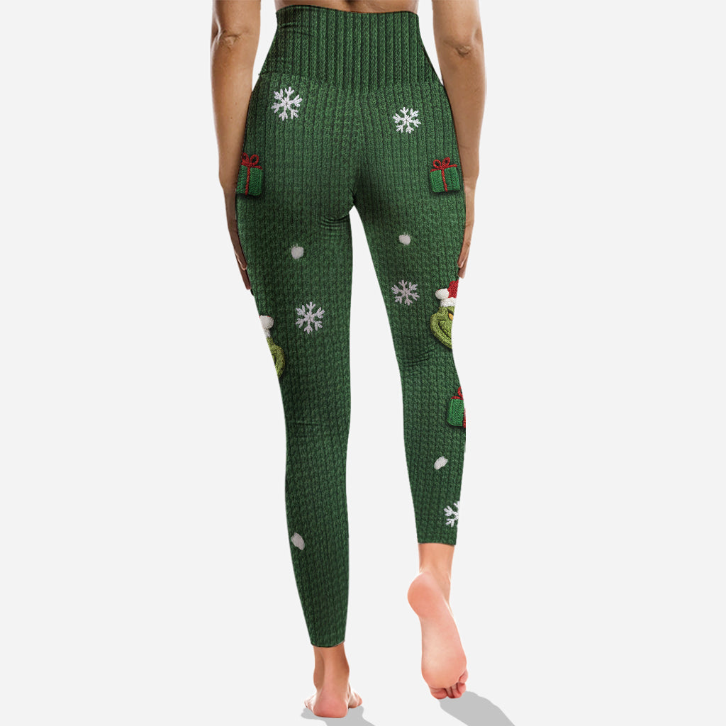 Green Mischief Naughty Christmas - Sweat à capuche et legging personnalisés avec étole de Noël
