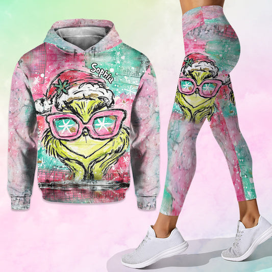 Joyeux Noël ! - Sweat à capuche et legging personnalisés avec étole de Noël