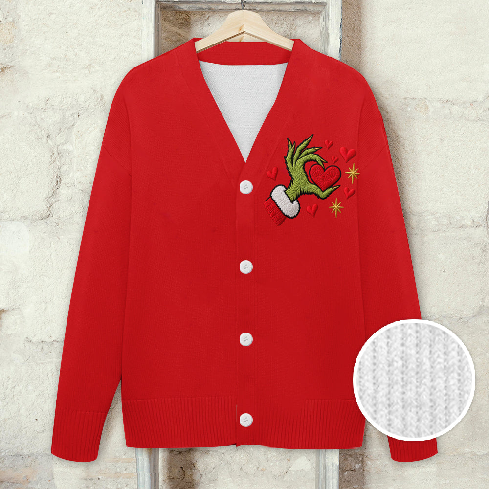 Hearts Growing Together - Personalized Stole Christmas Cardigan Sweater