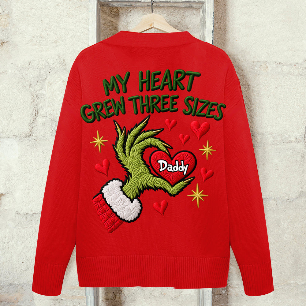 Hearts Growing Together - Personalized Stole Christmas Cardigan Sweater