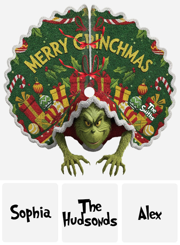Joyeux Grinchmas - Jupe de sapin personnalisée en forme d'étole de Noël