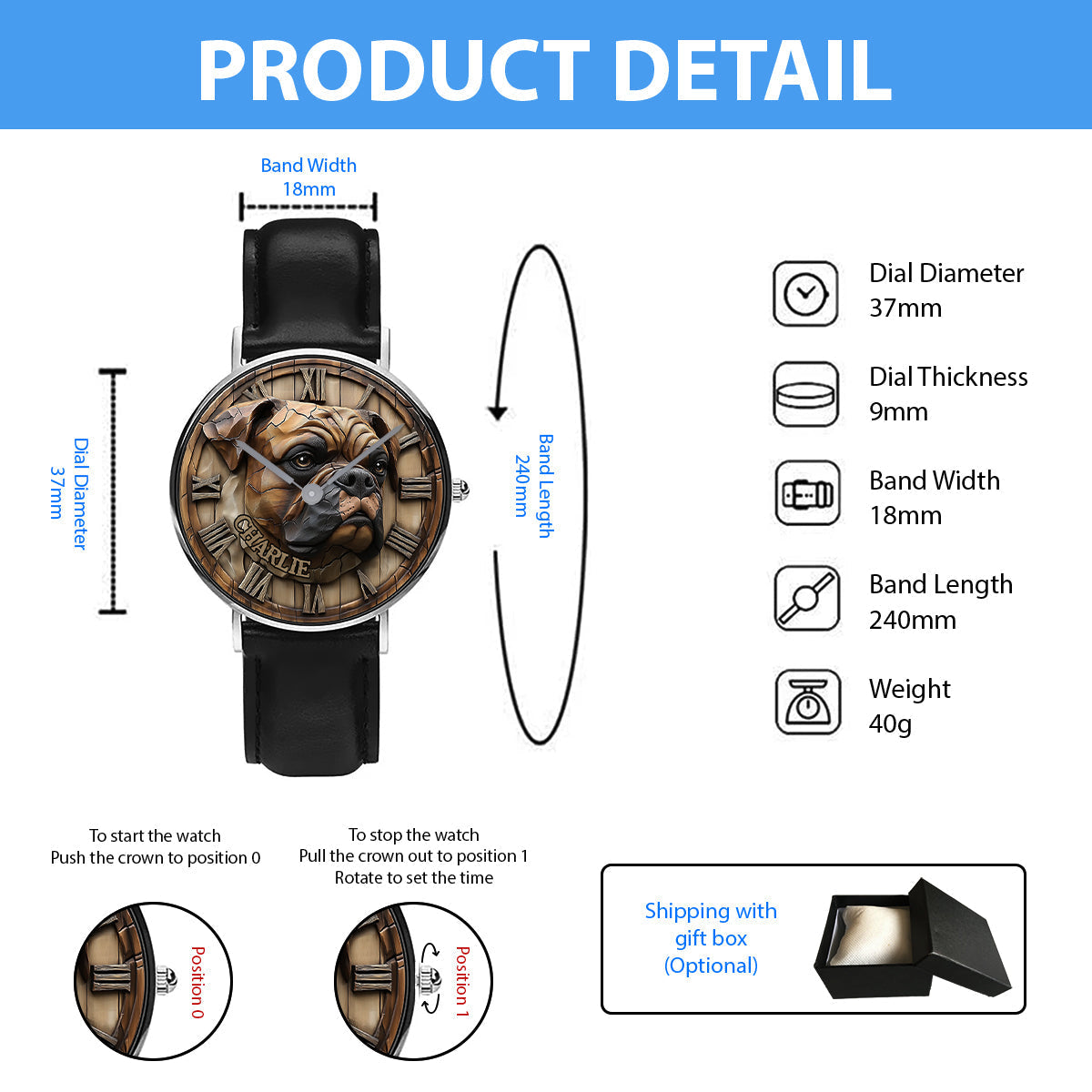 Brave Boxer - Personalized Dog Hand Watch