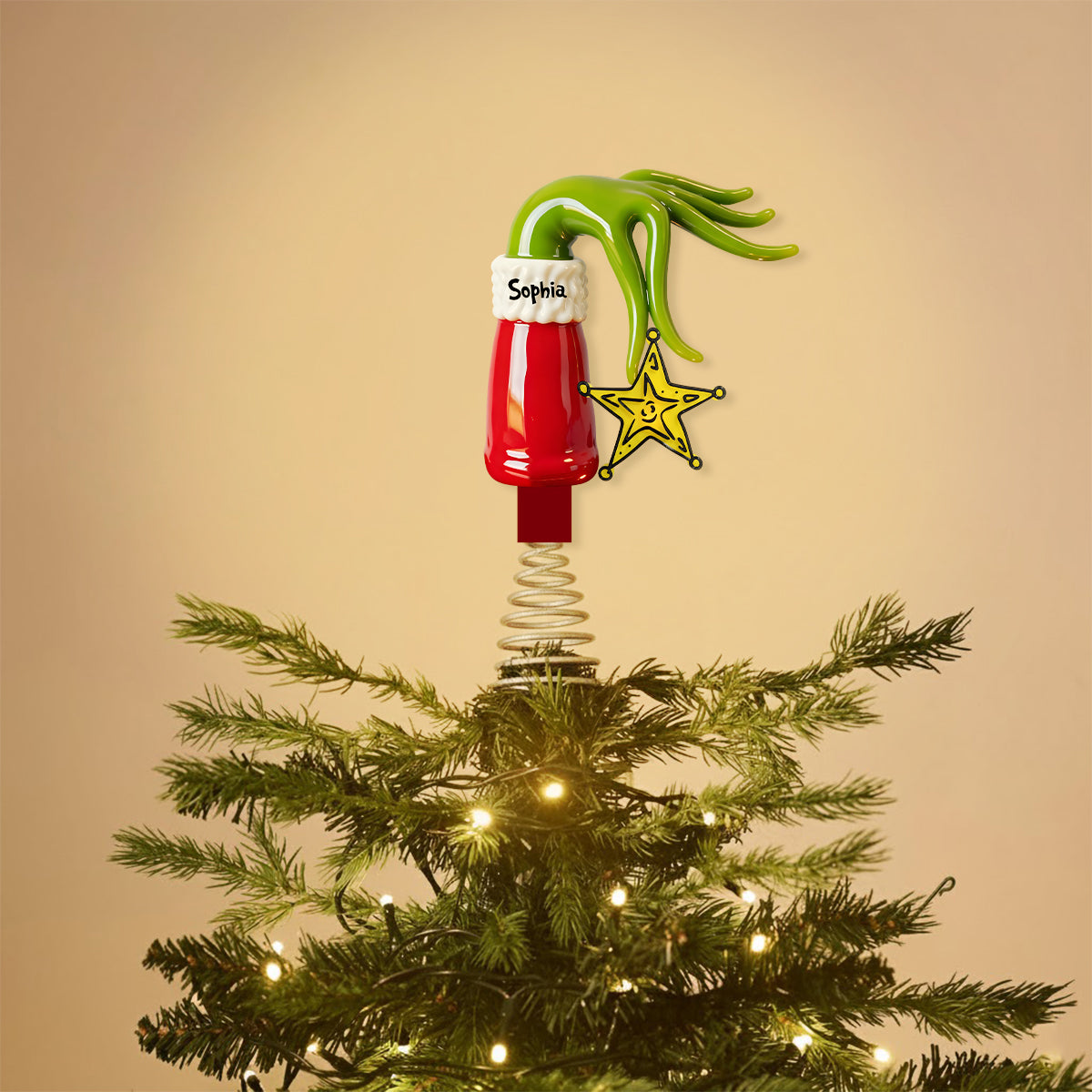 Grinchmas 2025 - Étole de Noël personnalisée avec guirlande lumineuse LED pour sapin de Noël