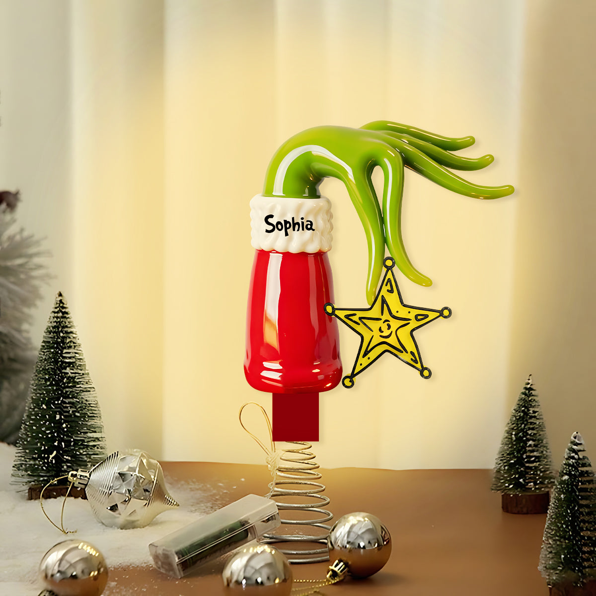 Grinchmas 2025 - Étole de Noël personnalisée avec guirlande lumineuse LED pour sapin de Noël
