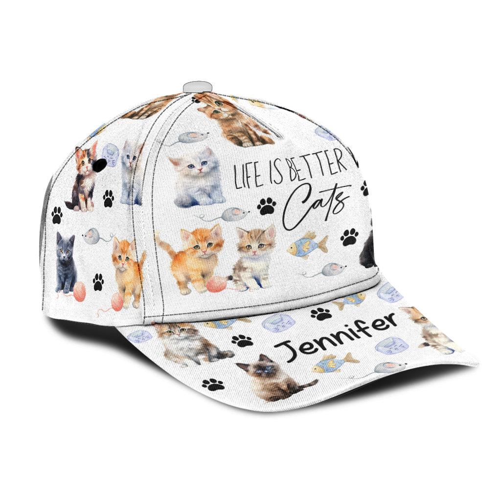 La vie est plus belle avec des chats - Casquette classique personnalisée pour chat