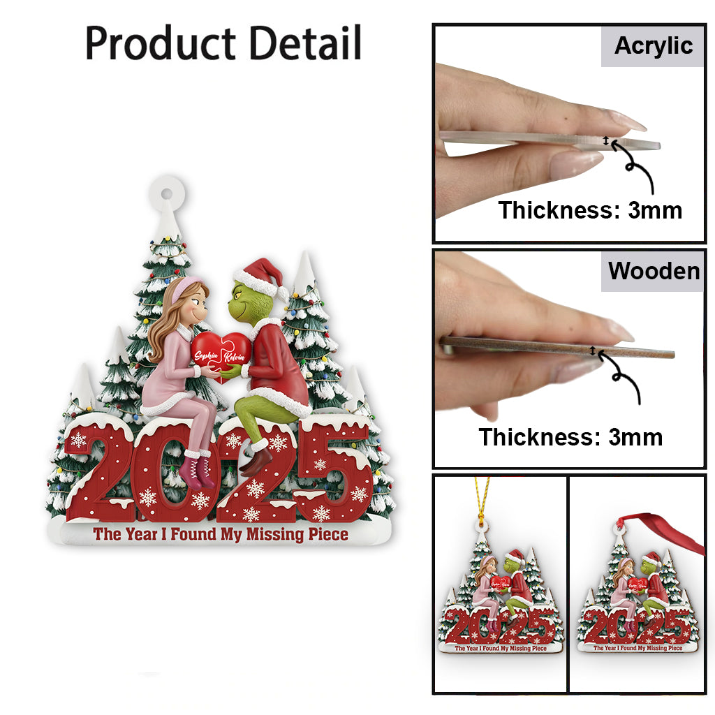 L'année où je t'ai trouvé(e) - Ornement de Noël personnalisé en forme d'étole
