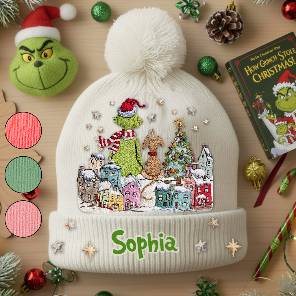 Joyeux Grinchmas - Bonnet de Noël personnalisé avec étole
