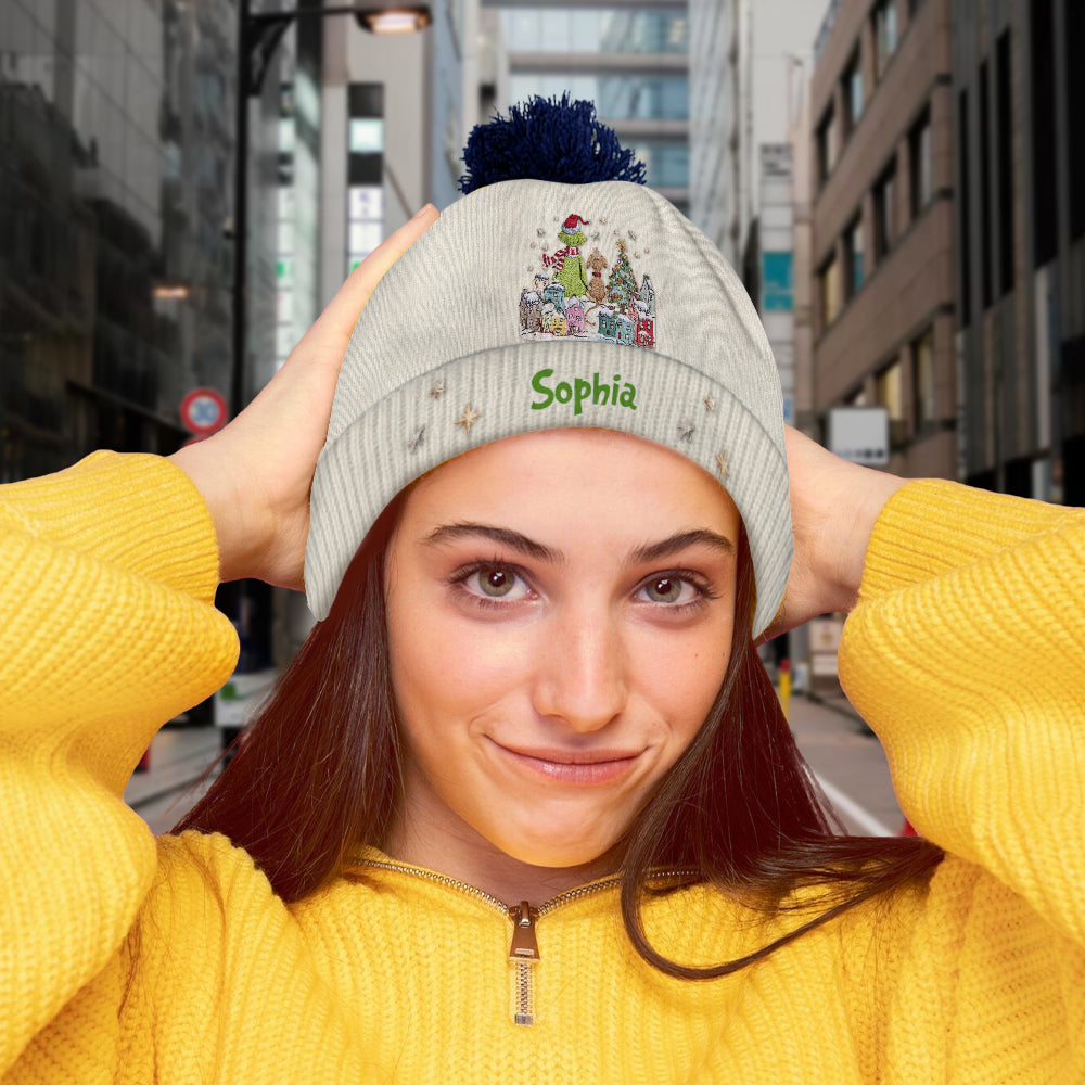 Joyeux Grinchmas - Bonnet de Noël personnalisé avec étole