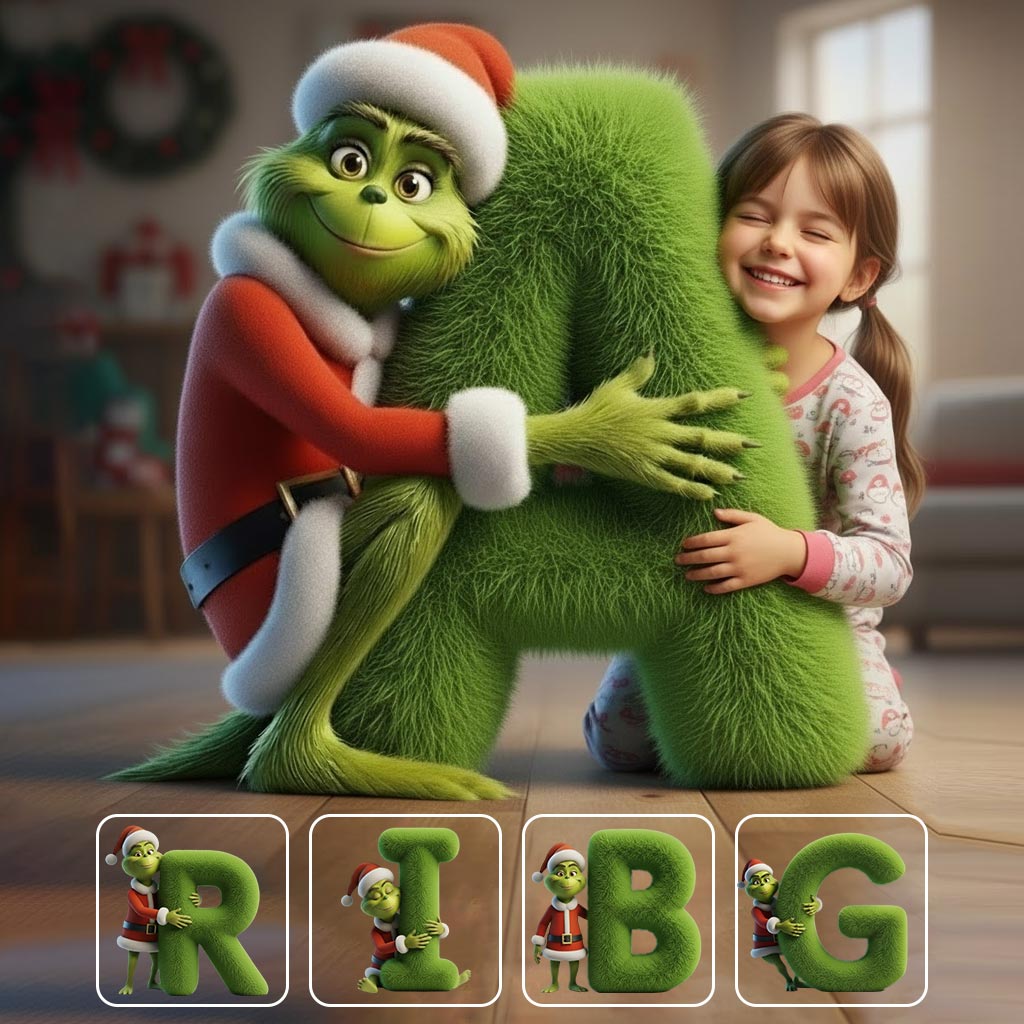 Green Monster Alphabet Christmas Movie - Personalized Stole Christmas Faux Fur Shaped Pillow