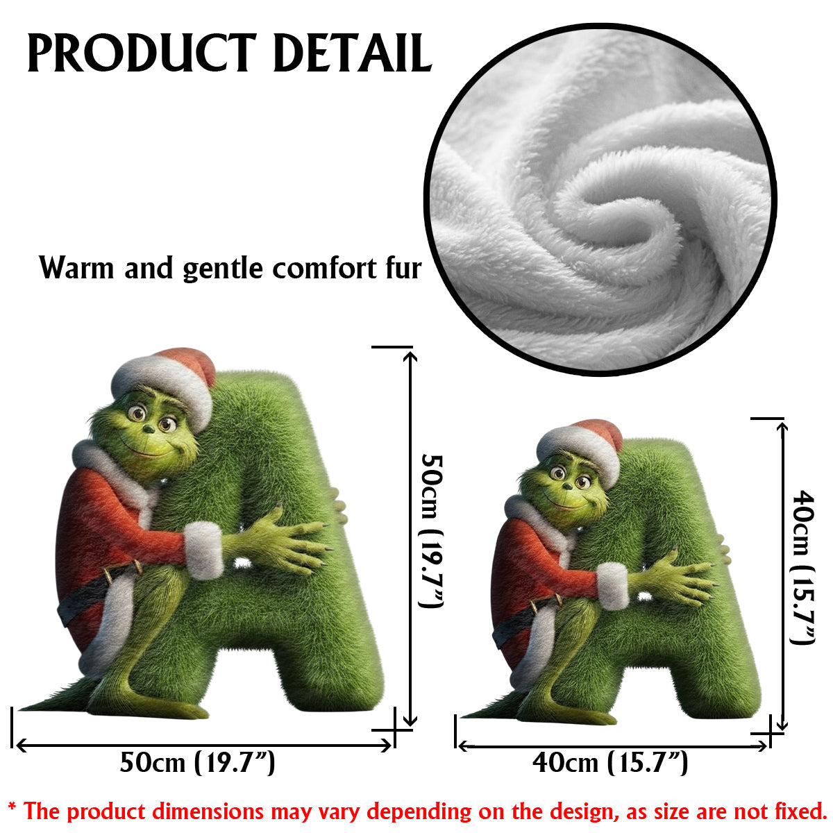 Green Monster Alphabet Christmas Movie - Personalized Stole Christmas Faux Fur Shaped Pillow