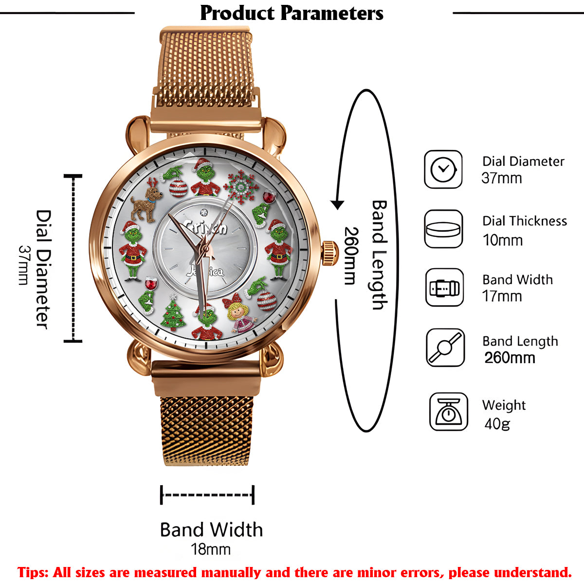 Joyeux Noël - Étole de Noël personnalisée pour femme - Montre-bracelet 