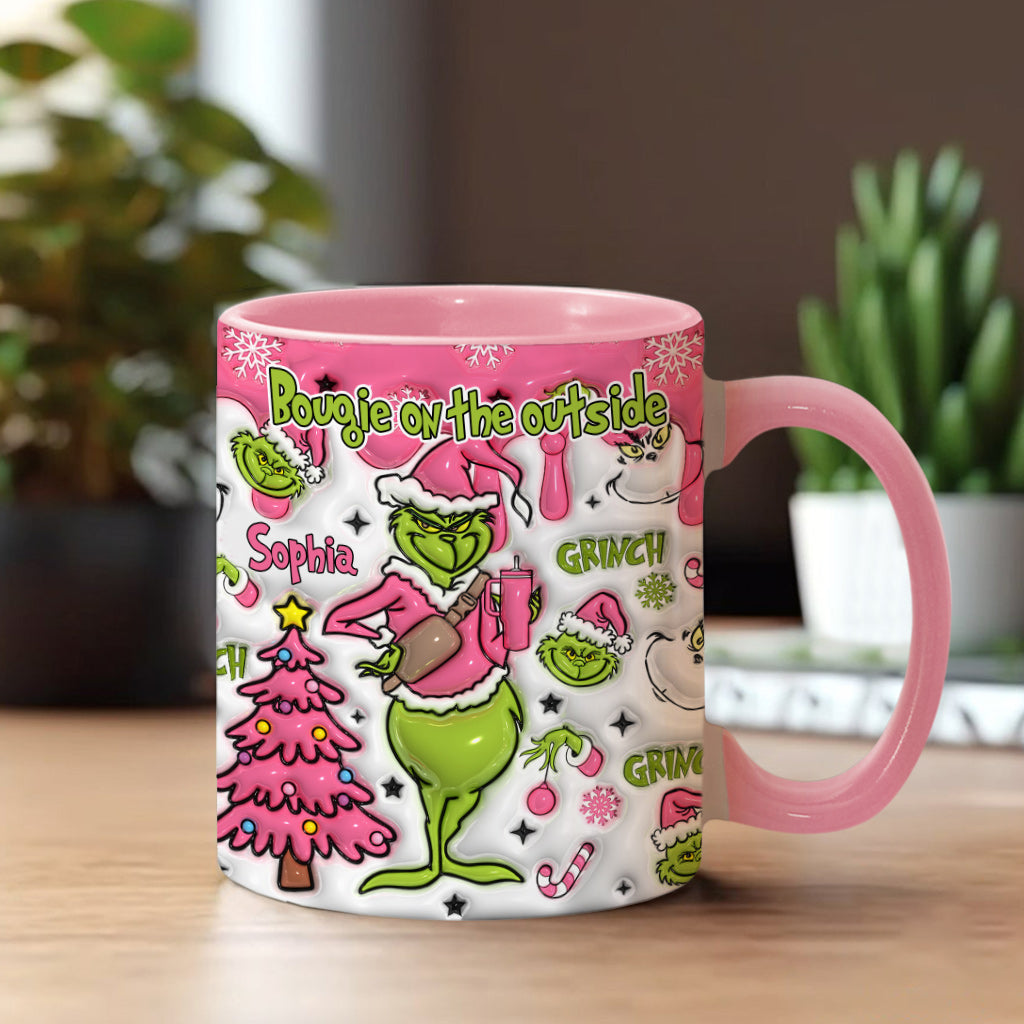 Grinchy On The Inside - Personalized Stole Christmas Accent Mug