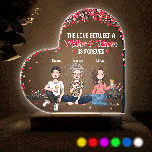 L'amour entre une mère et ses filles et fils - Cadeau pour maman, fille, fils - Plaque lumineuse personnalisée