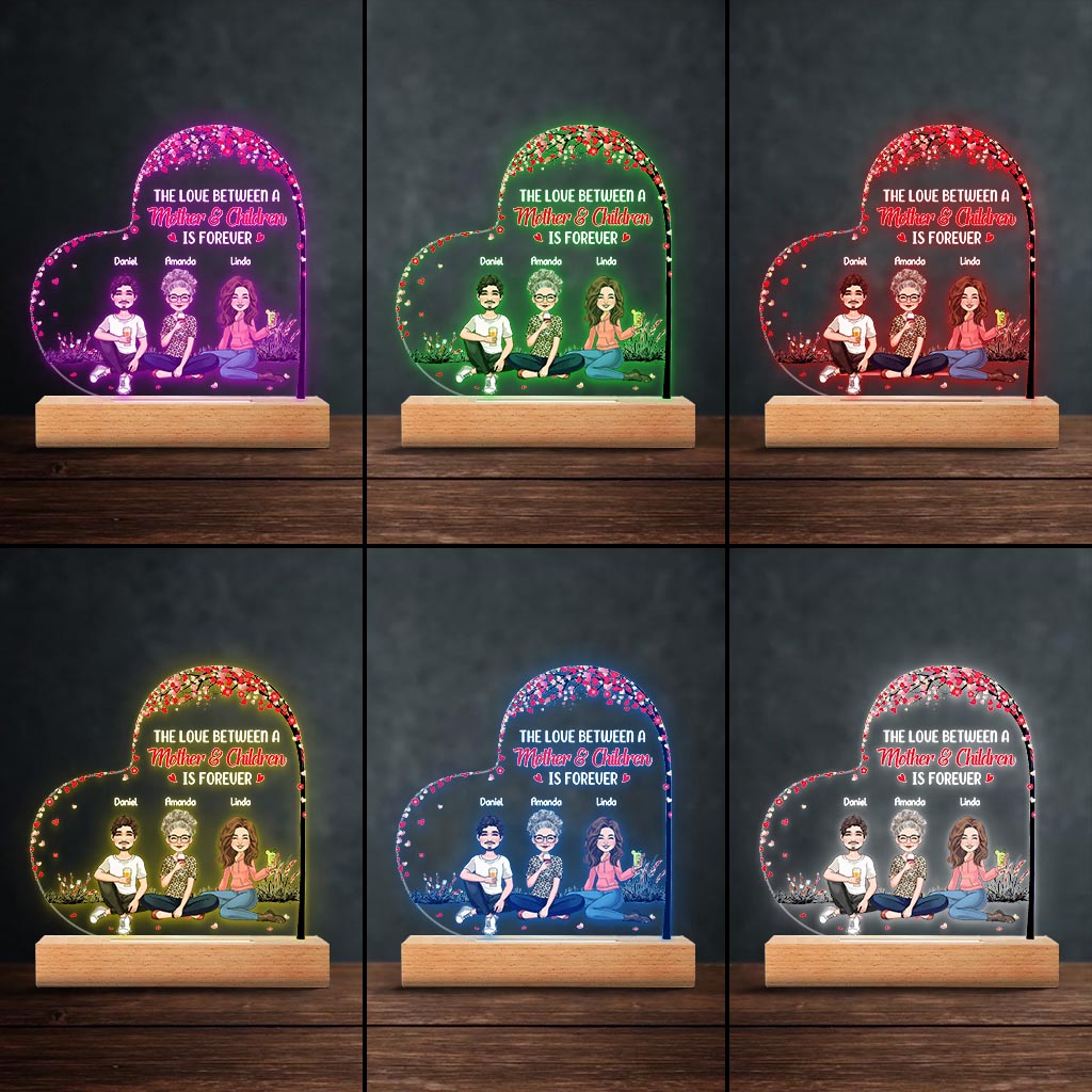 L'amour entre une mère et ses filles et fils - Cadeau pour maman, fille, fils - Plaque lumineuse personnalisée