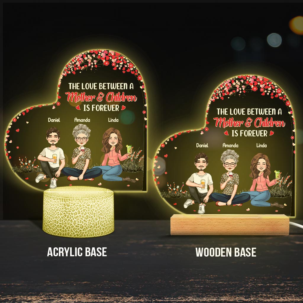 L'amour entre une mère et ses filles et fils - Cadeau pour maman, fille, fils - Plaque lumineuse personnalisée