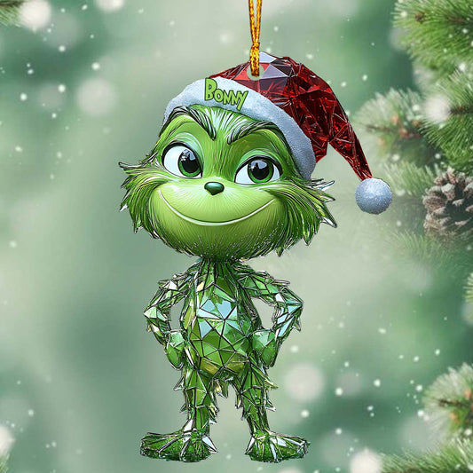 Ornement de Noël géométrique vert espiègle - Étole personnalisée