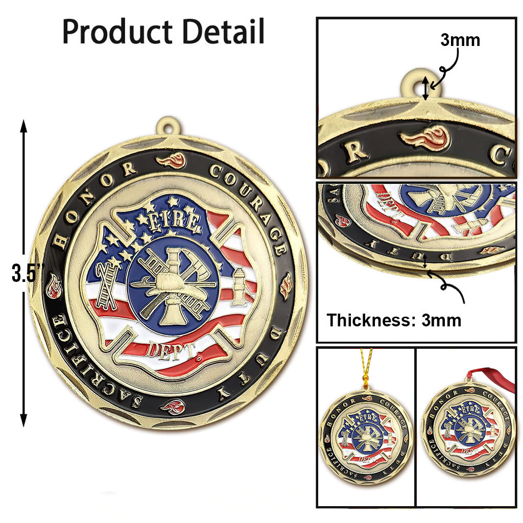 J'adore les pompiers - Ornement de Noël pompier (Imprimé des deux côtés)