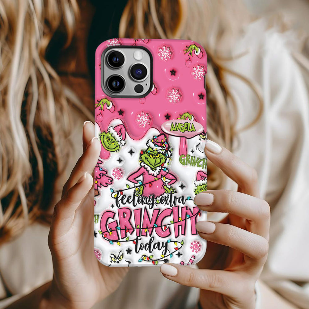 Aujourd'hui, c'est le Grinch ! - Coque de téléphone personnalisée avec imprimé intégral « Fou de Noël »