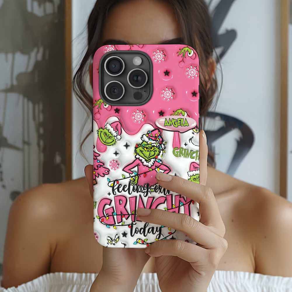 Aujourd'hui, c'est le Grinch ! - Coque de téléphone personnalisée avec imprimé intégral « Fou de Noël »