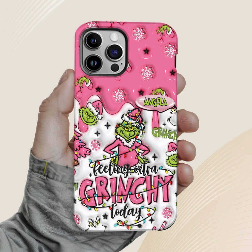 Aujourd'hui, c'est le Grinch ! - Coque de téléphone personnalisée avec imprimé intégral « Fou de Noël »