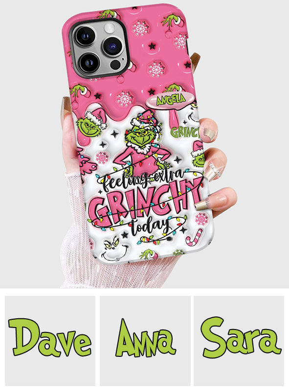 Aujourd'hui, c'est le Grinch ! - Coque de téléphone personnalisée avec imprimé intégral « Fou de Noël »