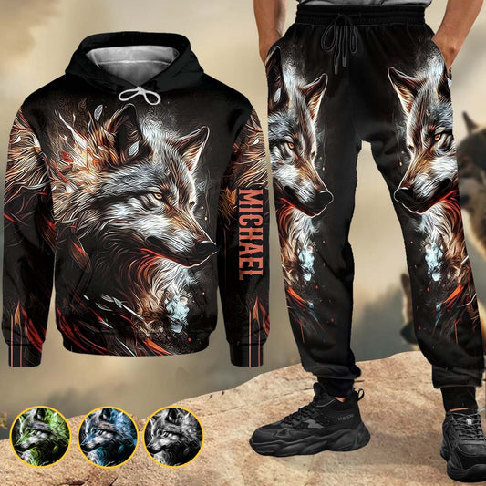 Strong Wolf - Personalized Wolf Hoodie and Sweatpants