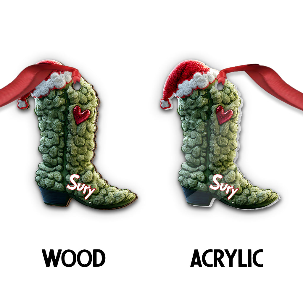 Grinchy Boots - Personalized Stole Christmas Ornament