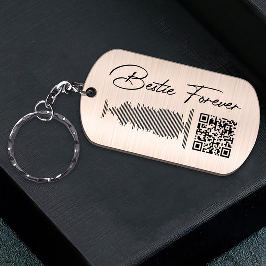 Bestie Forever Personalized Song - Personalized Bestie Stainless Steel Keychain
