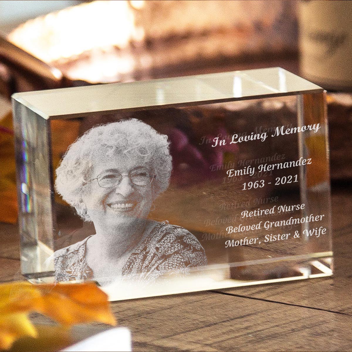 Custom Cuboid Personalized Custom 3d Crystal Cuboid Shaped Gift For Loss On Memorial ...