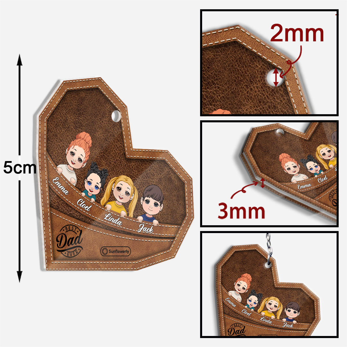 Meilleur papa/grand-mère/grand-père/maman du monde - Porte-clés personnalisé pour père