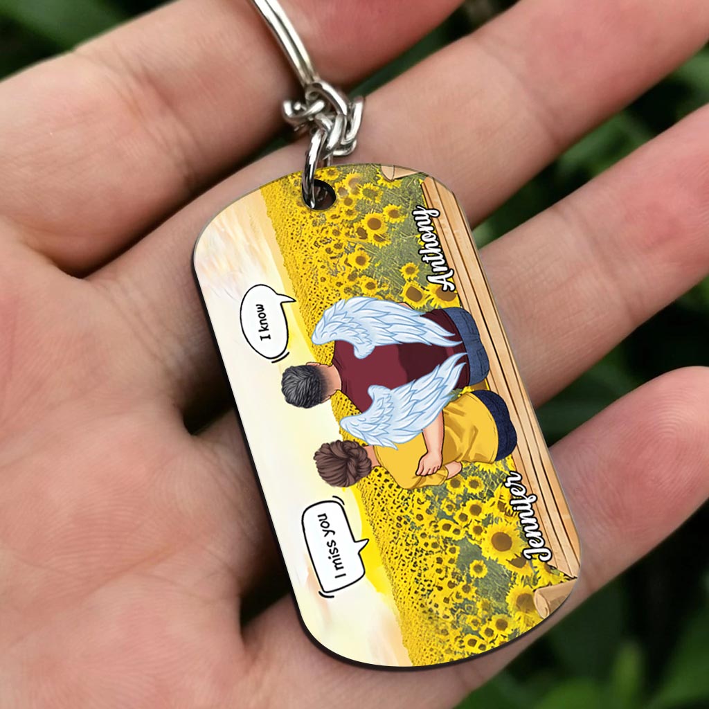 Toujours dans nos pensées - Porte-clés commémoratif personnalisé en acier inoxydable