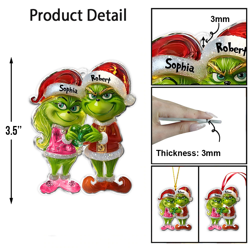 Couple Vert - Ornement de Noël personnalisé en forme d'étole