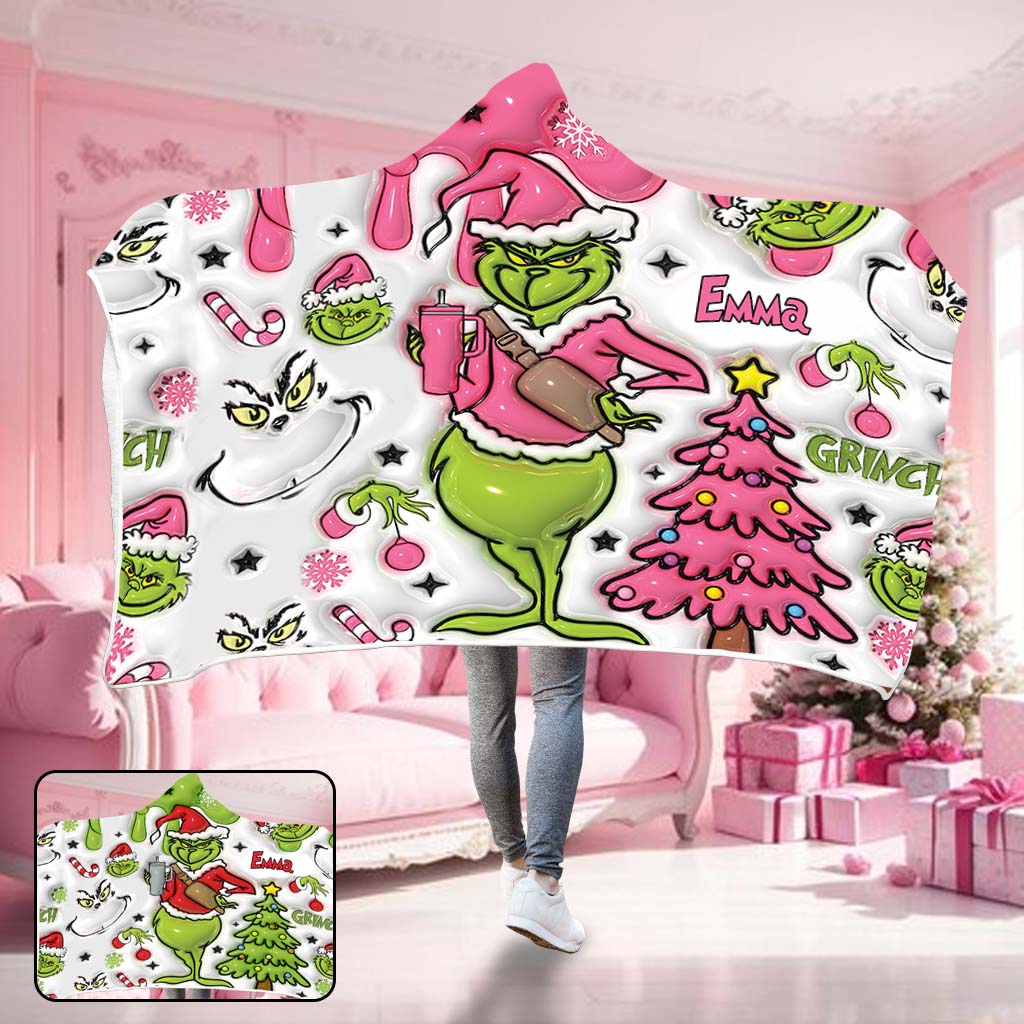 Noël rose - Étole de Noël personnalisée avec capuche