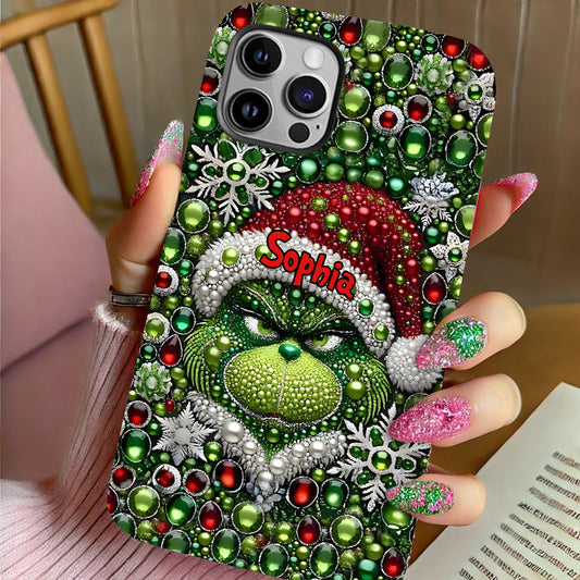 Joyeux Grinchmas - Coque de téléphone personnalisée avec imprimé intégral « Étole de Noël »