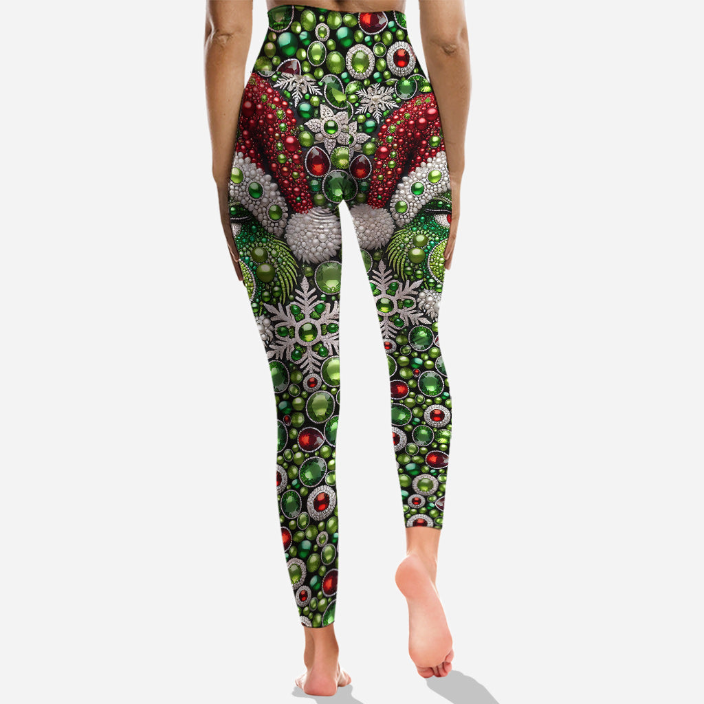 Joyeux Grinchmas ! - Sweat à capuche et legging personnalisés avec étole de Noël