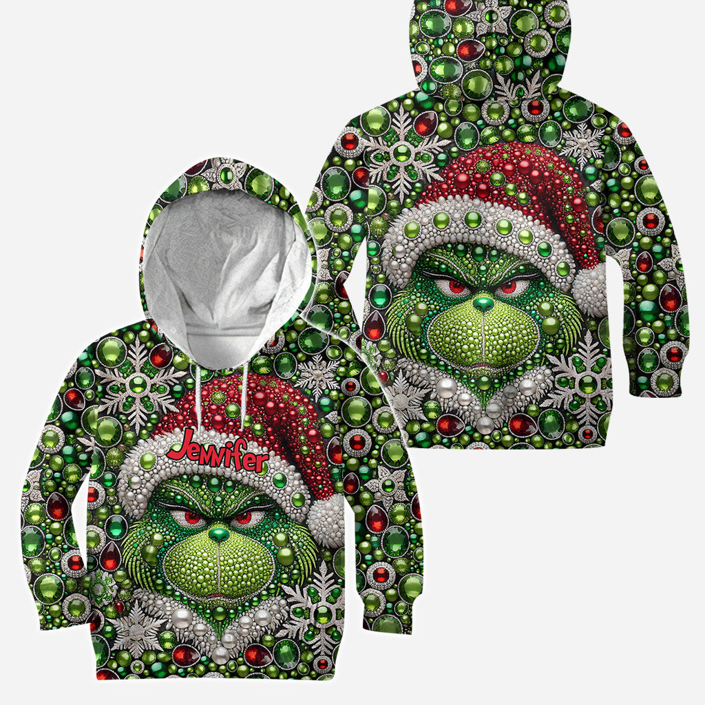 Joyeux Grinchmas ! - Sweat à capuche et legging personnalisés avec étole de Noël