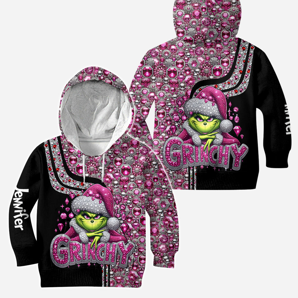 Joyeux Grinchmas ! - Sweat à capuche et legging personnalisés avec étole de Noël