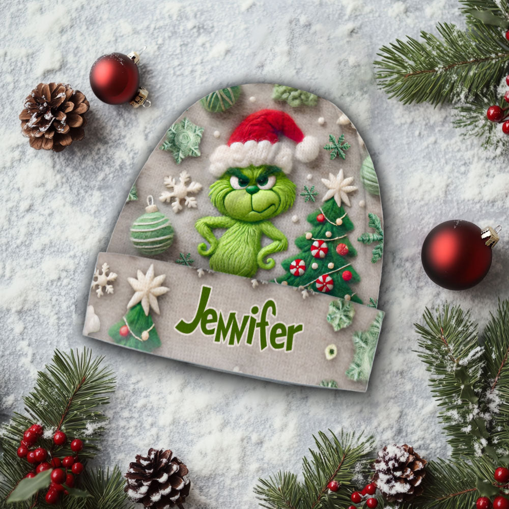 Merry Grinchmas - Personalized Stole Christmas Beanie Hat