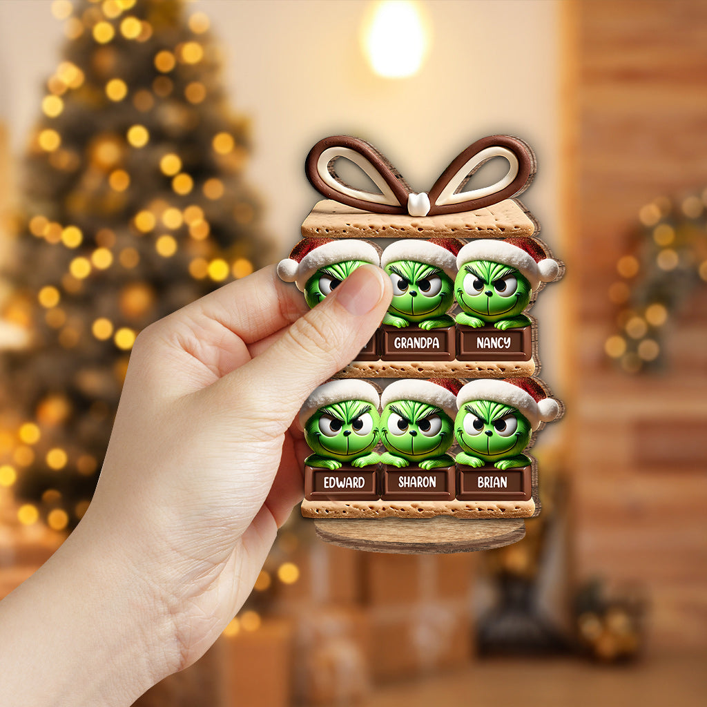 Cadeaux de Noël Grinch pour la famille, les amis et les collègues - Plaque en bois personnalisée avec étole de Noël
