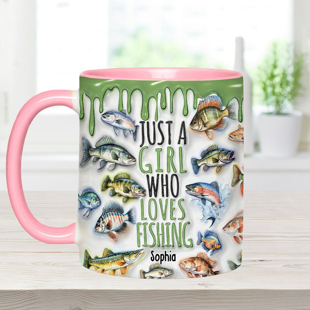 Mug personnalisé « Juste une fille qui adore la pêche »
