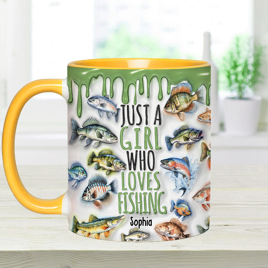Mug personnalisé « Juste une fille qui adore la pêche »