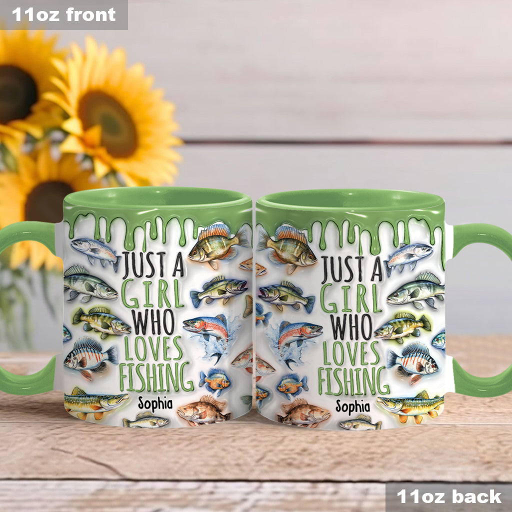 Mug personnalisé « Juste une fille qui adore la pêche »