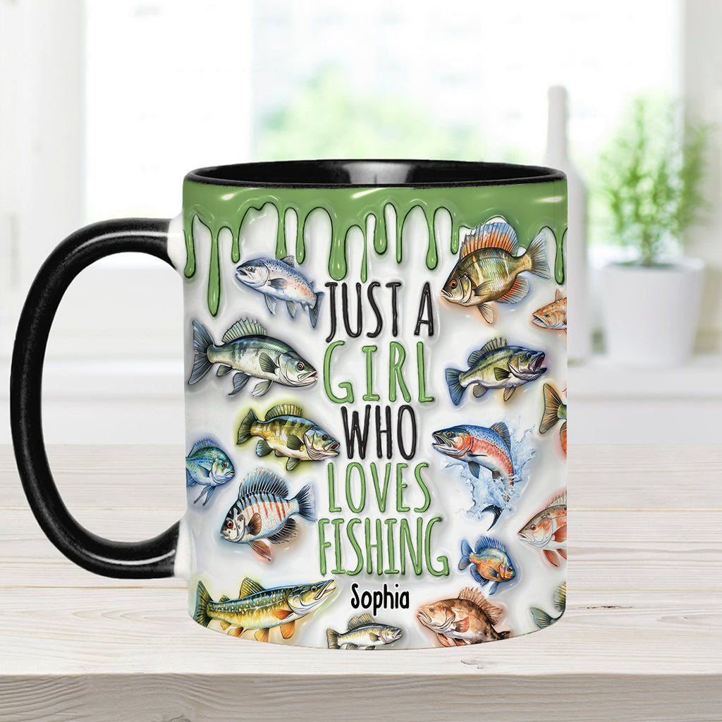 Mug personnalisé « Juste une fille qui adore la pêche »